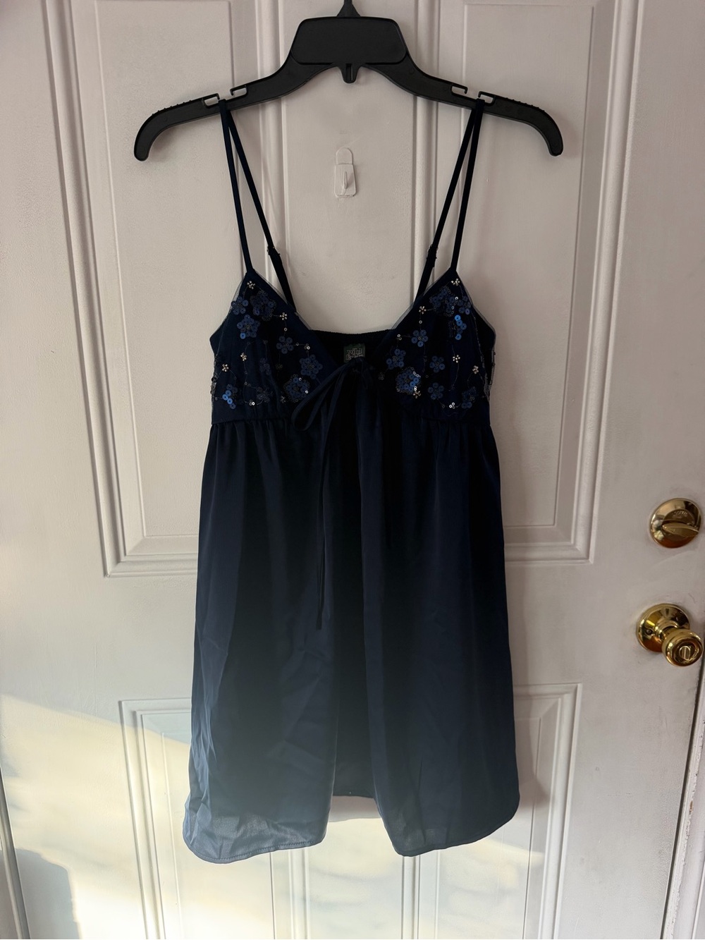 wild fable Navy Blue Mini Dress with Sequin Floral Bodice